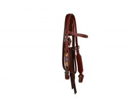 Beaded Western Bridle with Brass Detail